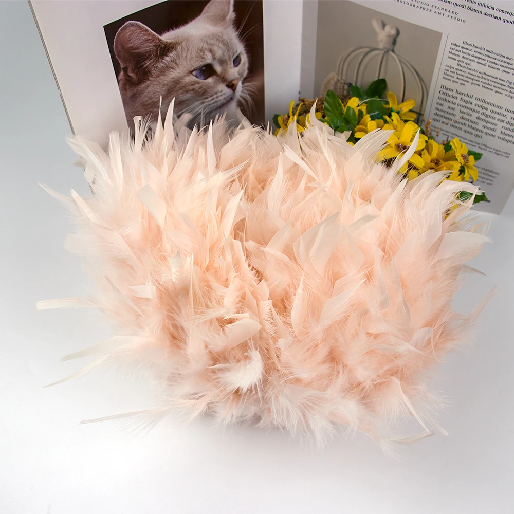 1 Meter Champagne Turkey Feather Fringe Trim 4-6 Inch Marabou Feathers Ribbon for Carnival Stage Performance Dress Plumes Crafts