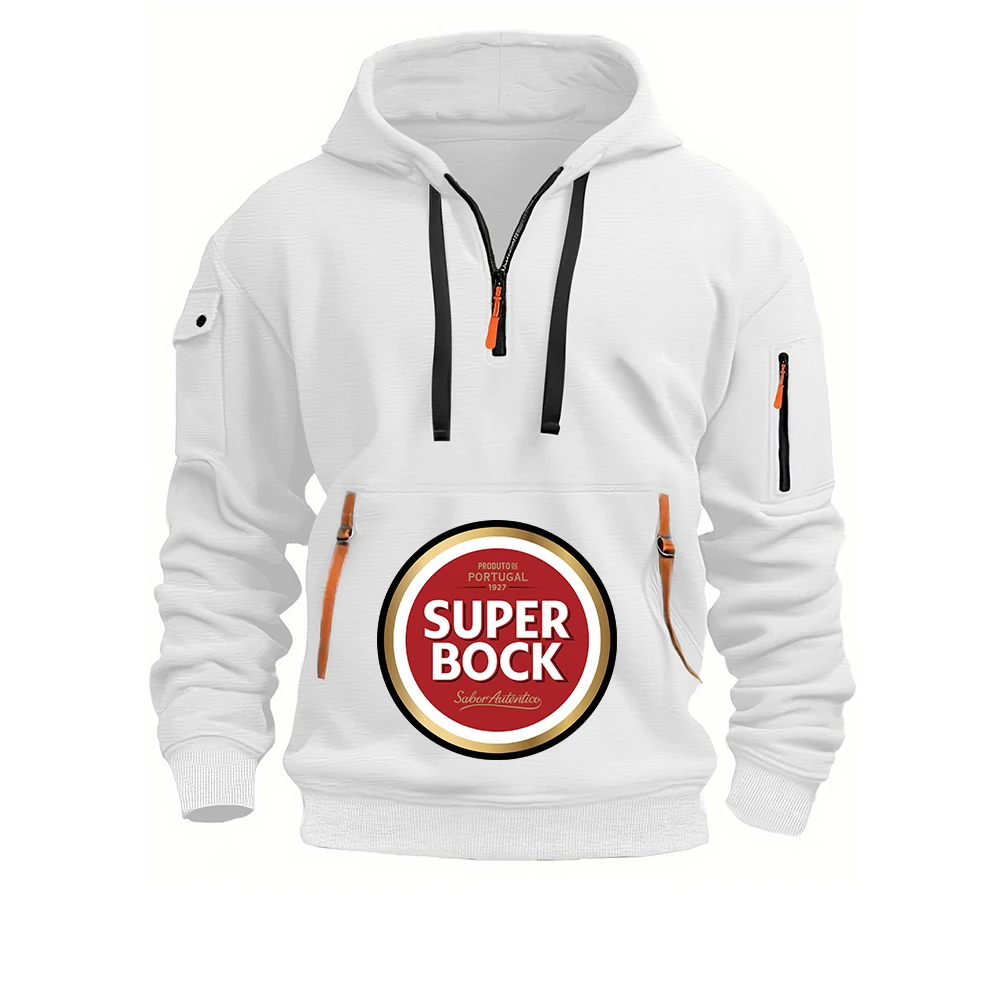 Мужская толстовка SUPER BOCK SABOR AUTENTICO с принтом логотипа, весна-осень 2026, из премиальной ткани, без потери текстуры, комфортная, с капюшоном