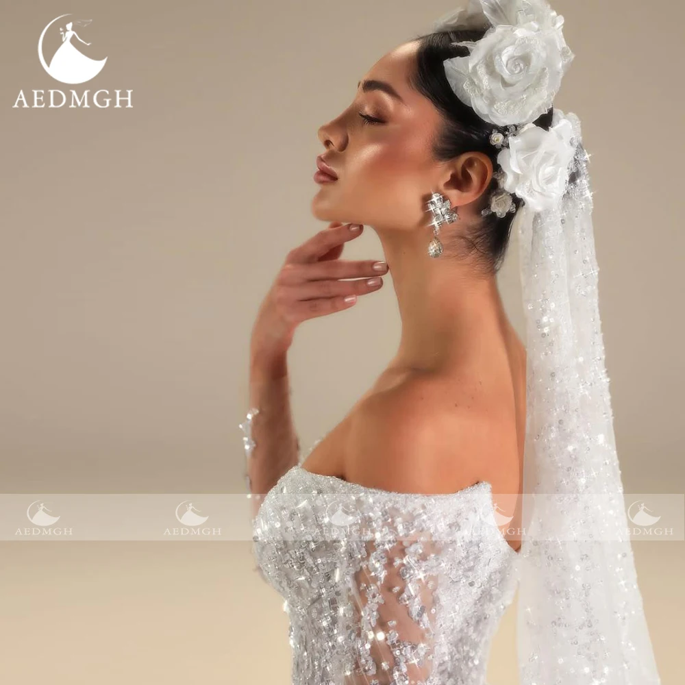 Aedmgh Ballkleid Königliche Brautkleider Für Frauen Schatz Vestido De Novia Perlen Pailletten Luxus Nach Maß Brautkleider