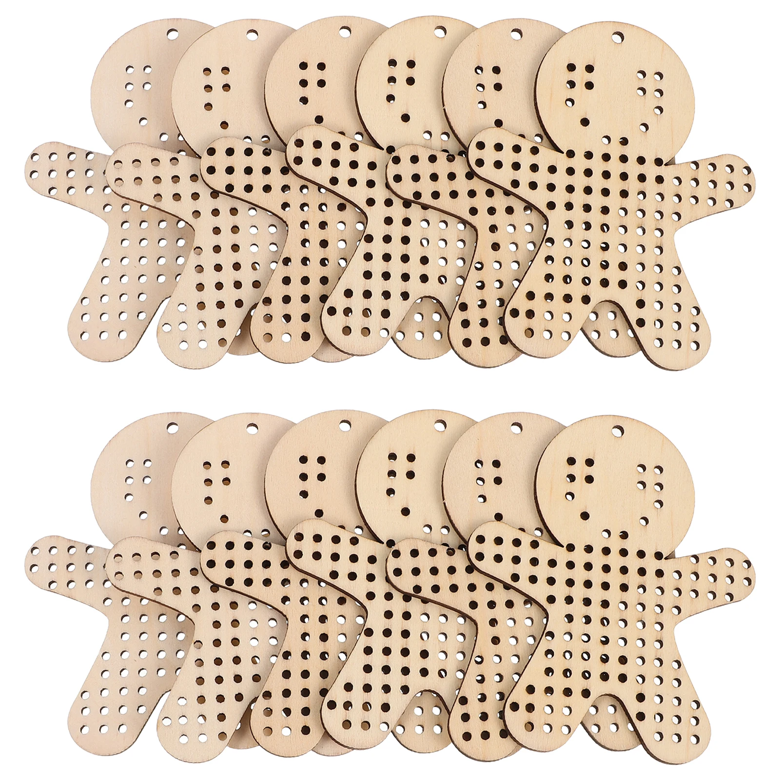 

12pcs Diy Wooden Cross Stitch Ornaments Gingerbread Men Shape Blank Hanging Tags For Embroidery Crafts Stitching Practice Home