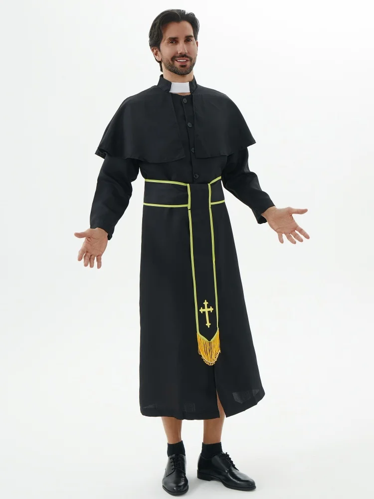 وحتى فستان رقص حفلة أسود الكبار كاهن رداء الرجال العراب زي هالوين تأثيري البدلة