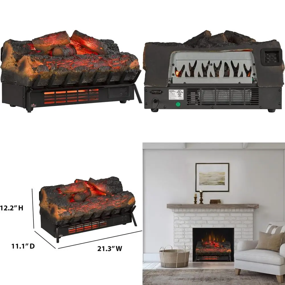 

Infrared Log Heater for 1000 Sq Ft, Faux Log Insert with Remote Control, Ideal for Existing Fireplaces