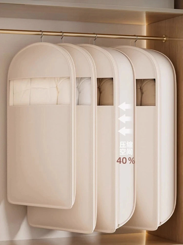 Transparente staubdichte aufhängbare Vakuum Aufbewahrungstasche sichtbarer Kleiderschutz für Daunenjacken platzsparender Organizer für Hauskleiderschrank geeignet für Winterkleidung schützt vor Staub Feuchtigkeit und F – Detail 7