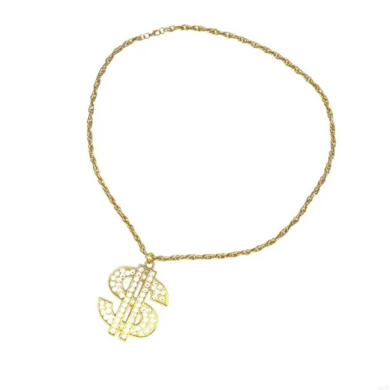 B95F 대담한 힙합 쥬얼리 달러 기호 목걸이 의상 액세서리 남성과 여성을위한 라인 석 세부 사항