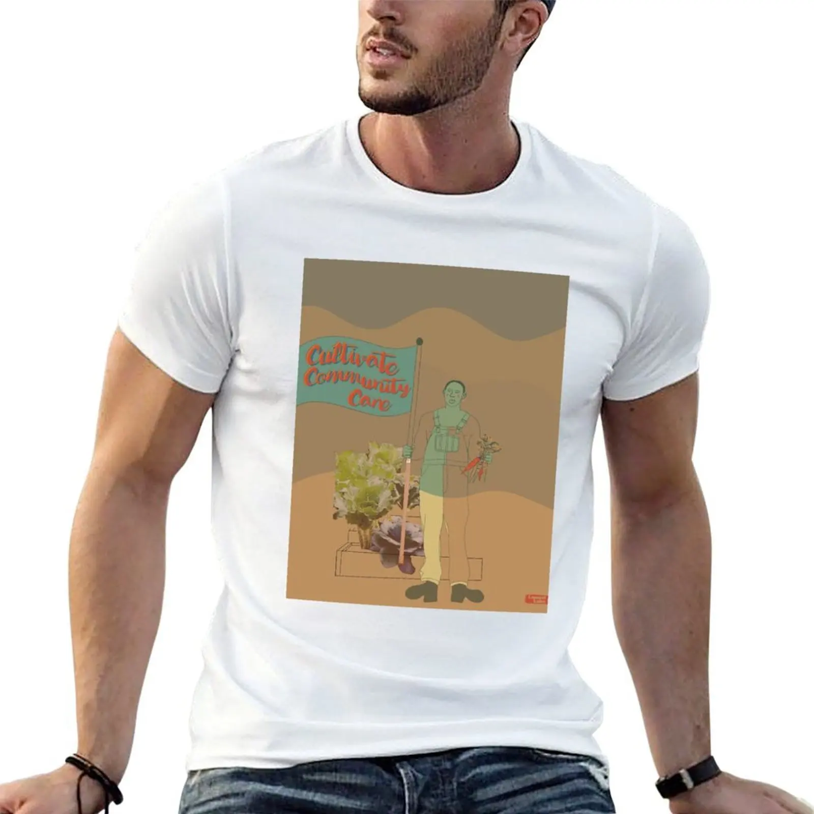 T-shirt en coton Cultivate Community Care Design, pack de t-shirts pour homme, t-shirts décontractés pour homme, pack de t-shirts en coton