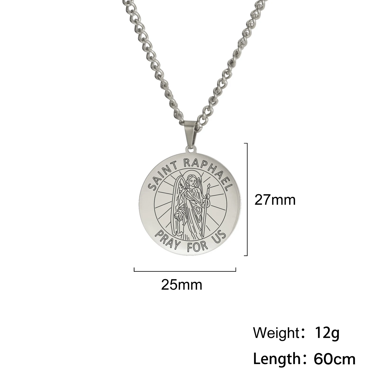 Jeshayuan Archangel Saint Raphael Michael Medal Pendant Necklace Stainless Steel Pray For Us Amulet Religious Jewelry Gift