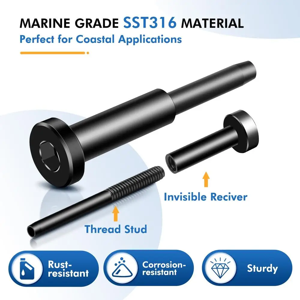 Invisible Cable Railing Kit 20Pack T316 Marine Grade PVD Technology Swage Tensioner 1/8" Hidden Terminal Easy Installation