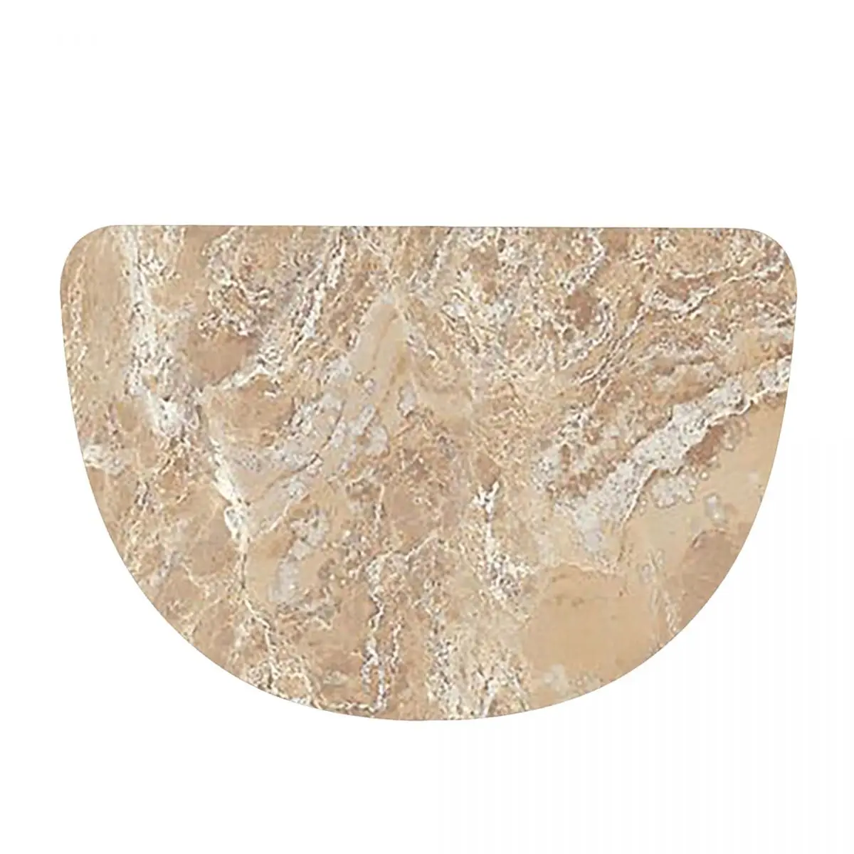 Contemporary Cream Beige Sand Stone Granite Marbl Soft Flannel Half Round Doormat Non Slip Bathroom Mat Absorbent Floor Carpet