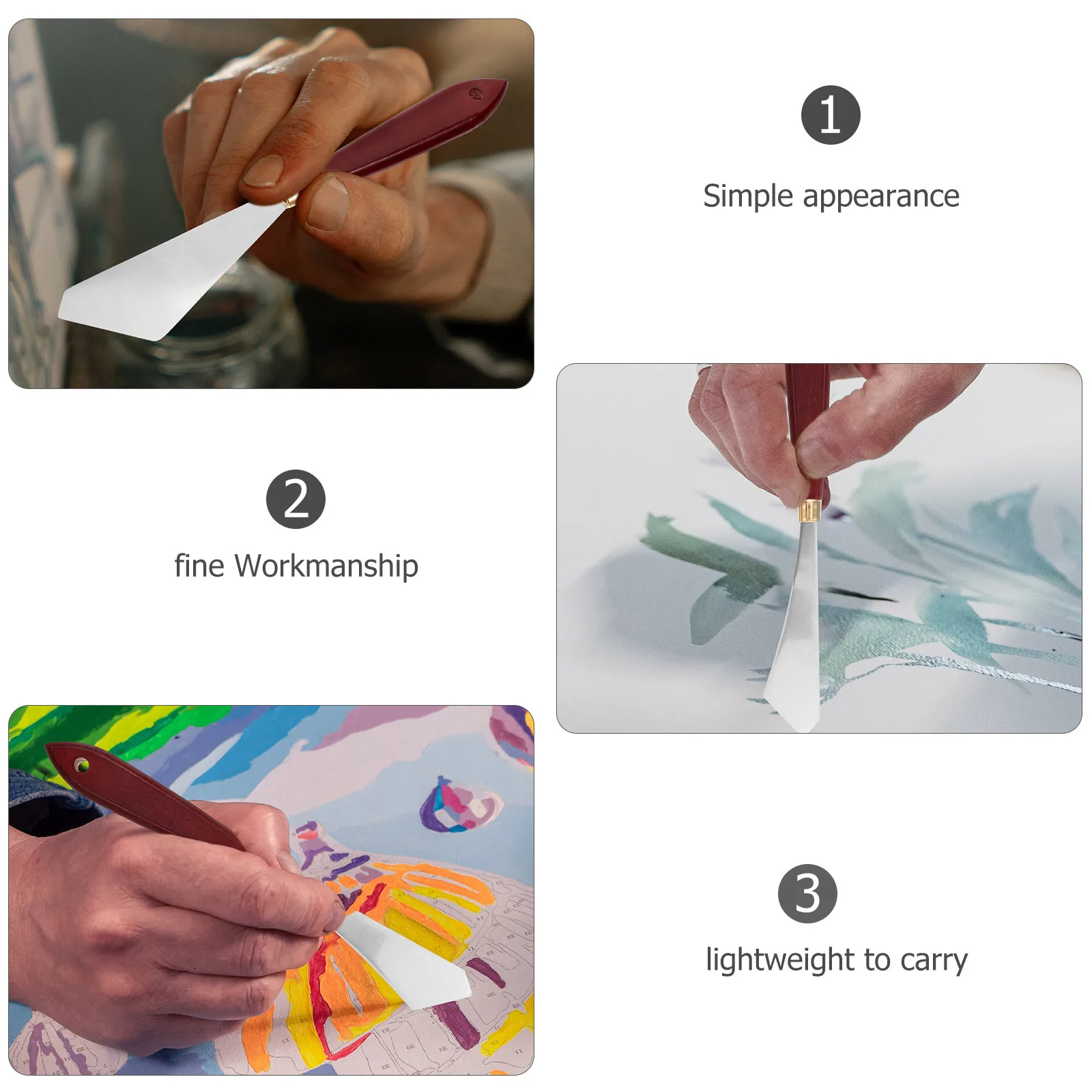 

6Pcs Oil Painting Scrapers Metal Spatulas Wooden Handle Durable Art Mixing Tools for Canvas Pigment Mixing Painting Scrapers