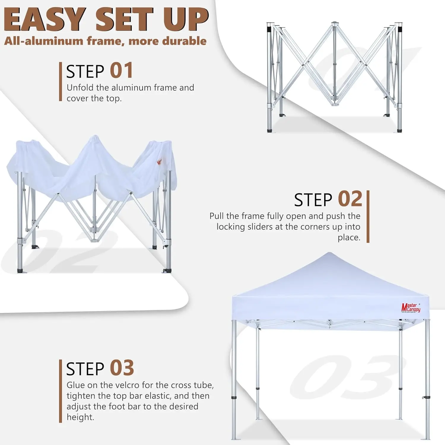 Premium Aluminum  Up Commercial Canopy Aluminum Canopy Tent With Sandbags (10X10, White)