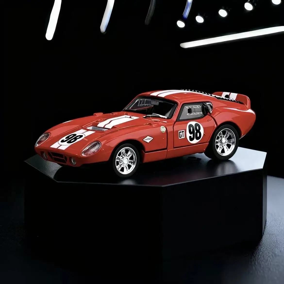 

98, 1:32 Shelby Cobra Alloy Car Model, Car Central Control Decoration, Fun Toy with Sound and Light Collection Gift