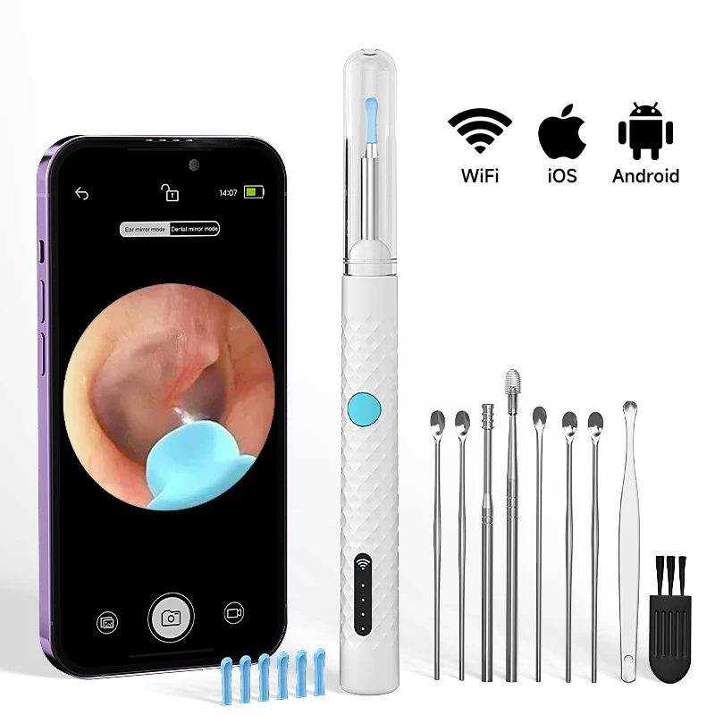 WIFI Visual Otoscope Camera HD1080P 4.2MM Lens Ear Sticks Earpick Ear Spoon Wireless Endoscope Health Care For Iphone Android