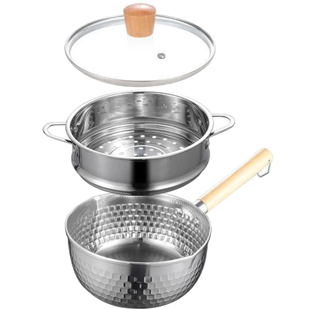 

1Set Exquisitely Crafted Double Layer Soup Pot Stainless Steel Quick Even Heat Distribution for Fried Soup Warm Milk Cook
