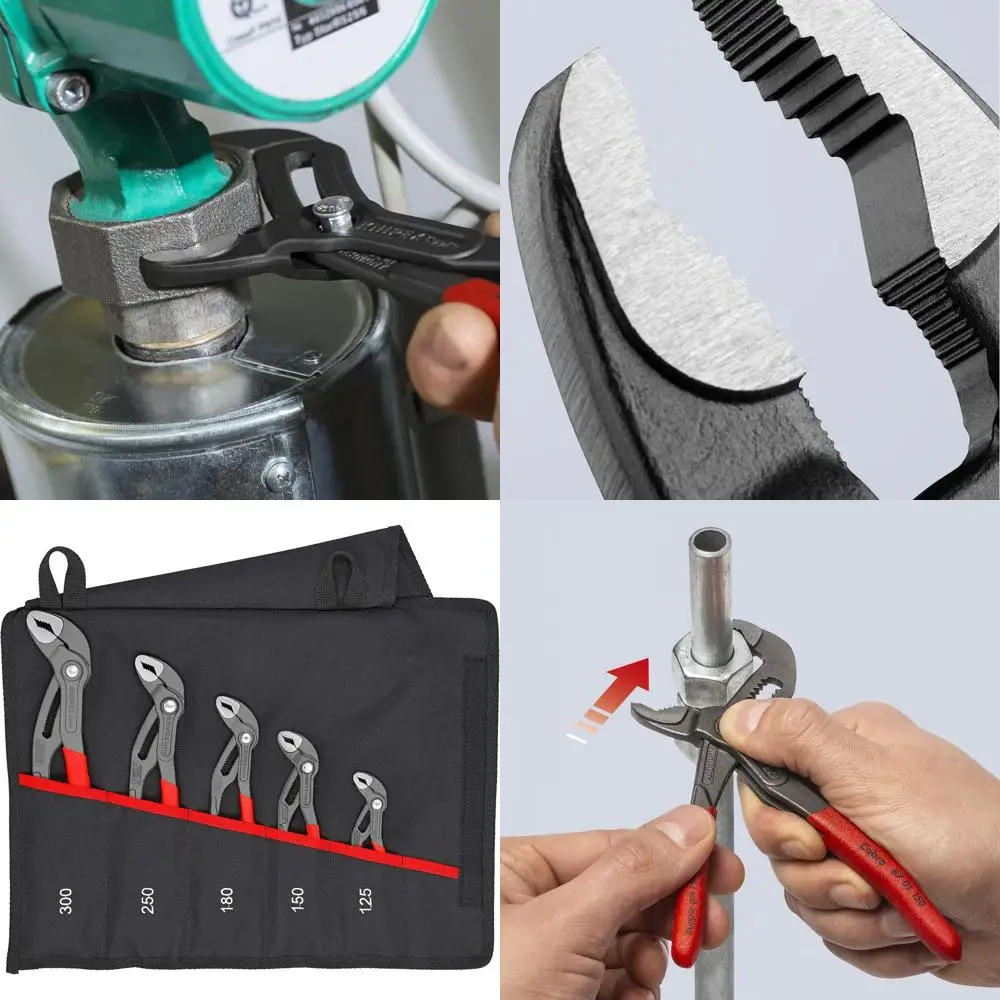 

5 Pc Pliers Cobra Set In Tool Roll, Black