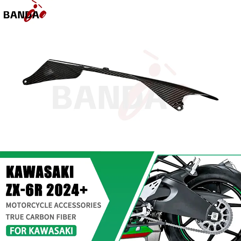 

For KAWASAKI ZX6R ZX6R 2024 100% 3K Pure Carbon Fiber Motorcycle Accessories Refit Chain cover Chain guards Enclosure Deflector