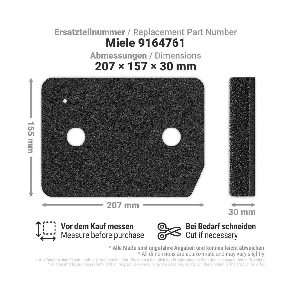 Filtro de 6 piezas para Miele T1, pieza de repuesto para secadora, 9164761