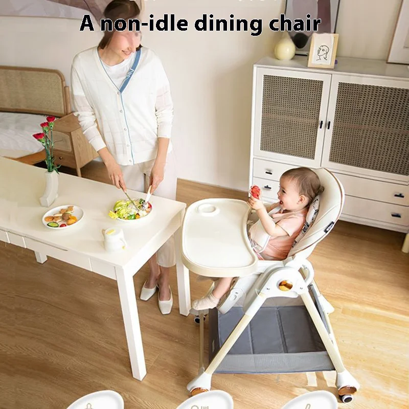 3-in-1 Foldable Baby High Chair | 6 Height & 3 Recline Adjustable | Removable Seat & Tray for Easy Clean