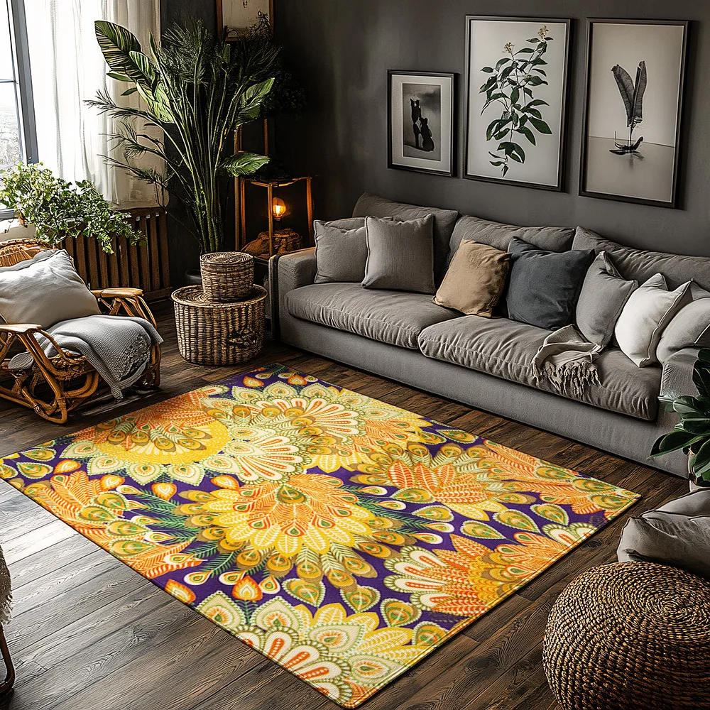 

Богемный ковер, нескользящий домашний и уличный ковер, моющийся домашний декор, напольный коврик для гостиной, спальни, винтажные коврики с рисунком