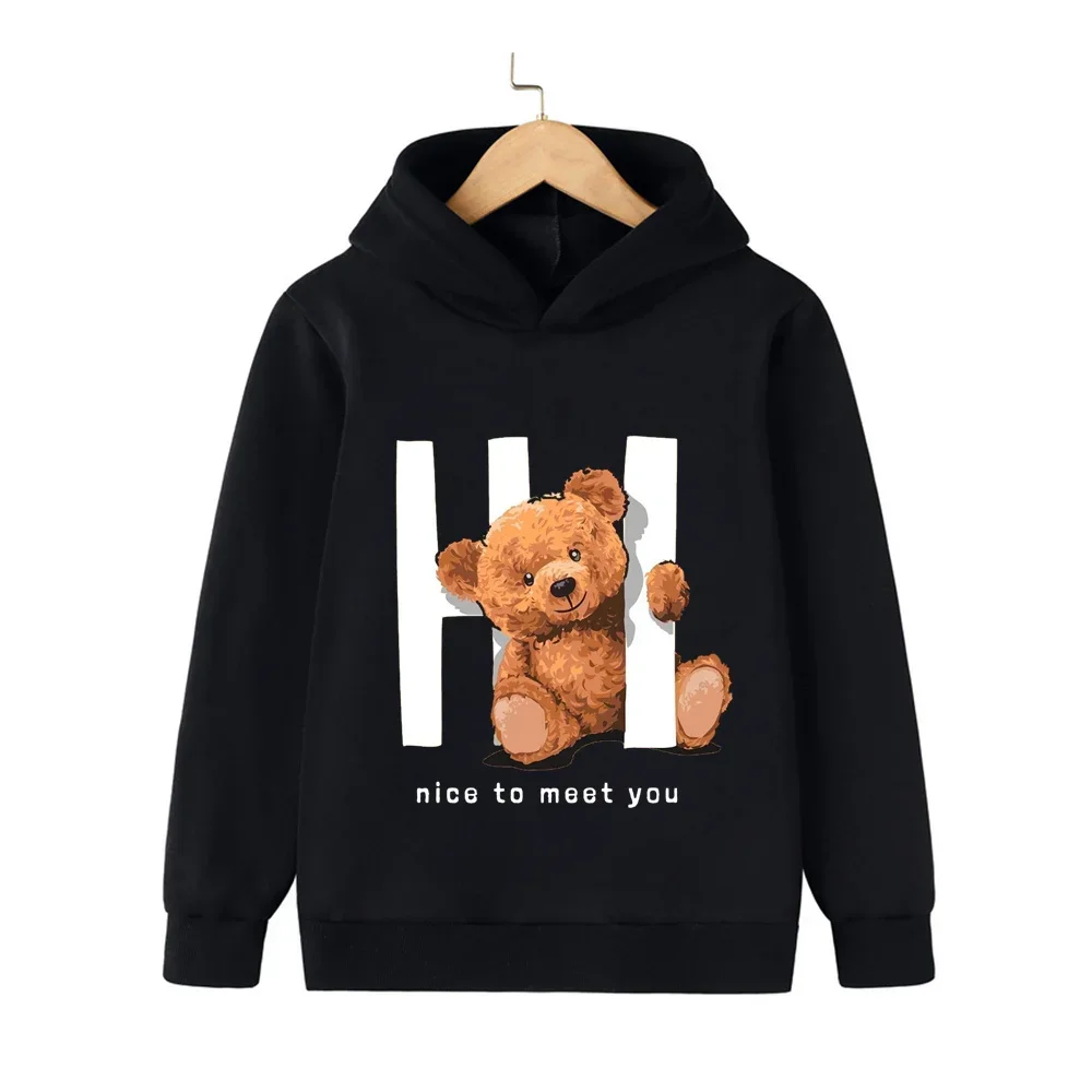 

Bear Cotton Kawaii Girls Boys Print Hoodie Black Girls Baby Hoodie Fashion Harajuku Kids Sweatshirt Jacket Spring Tops