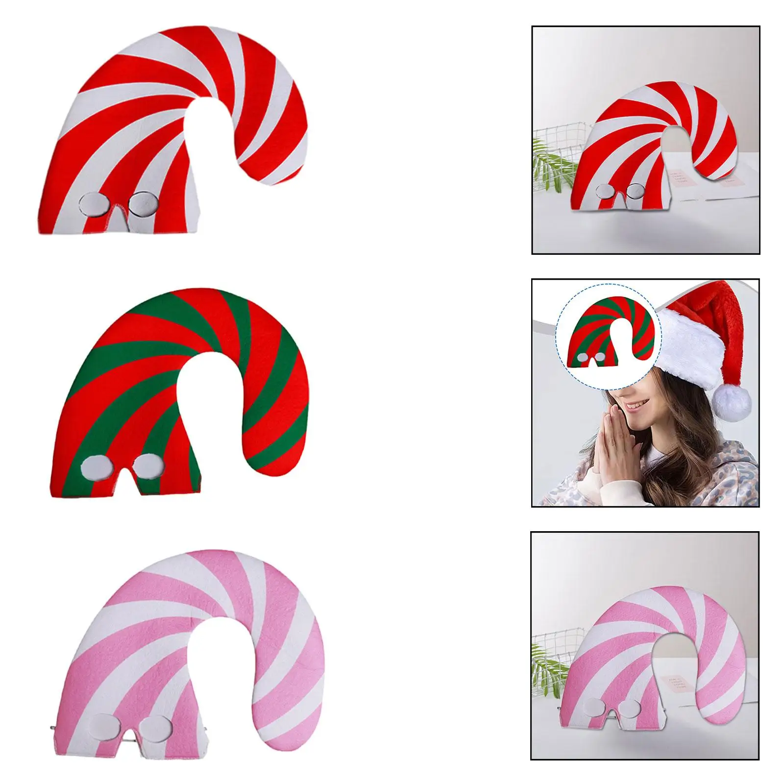 Christmas Candy Cane Hat Easy to Wear Dress up Holiday Gift Novelty Celebrations Prop Family Friends Headwear Headgear Men Women