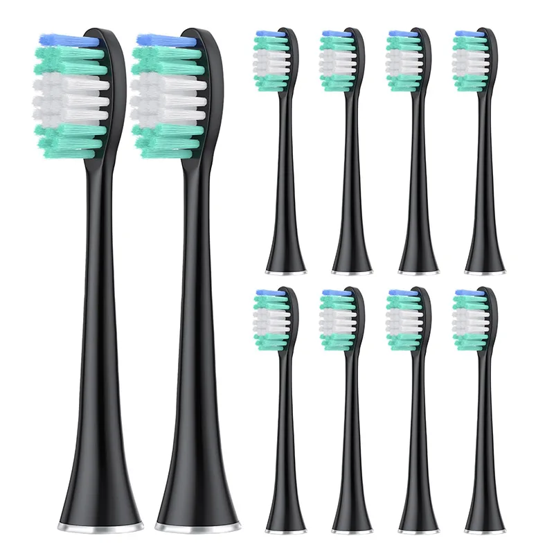 10 pieces Large Brush Head Crescent-shaped Bristles for Aquasonic Series Electric Toothbrush Soft Bristle Deep Clean Teeth