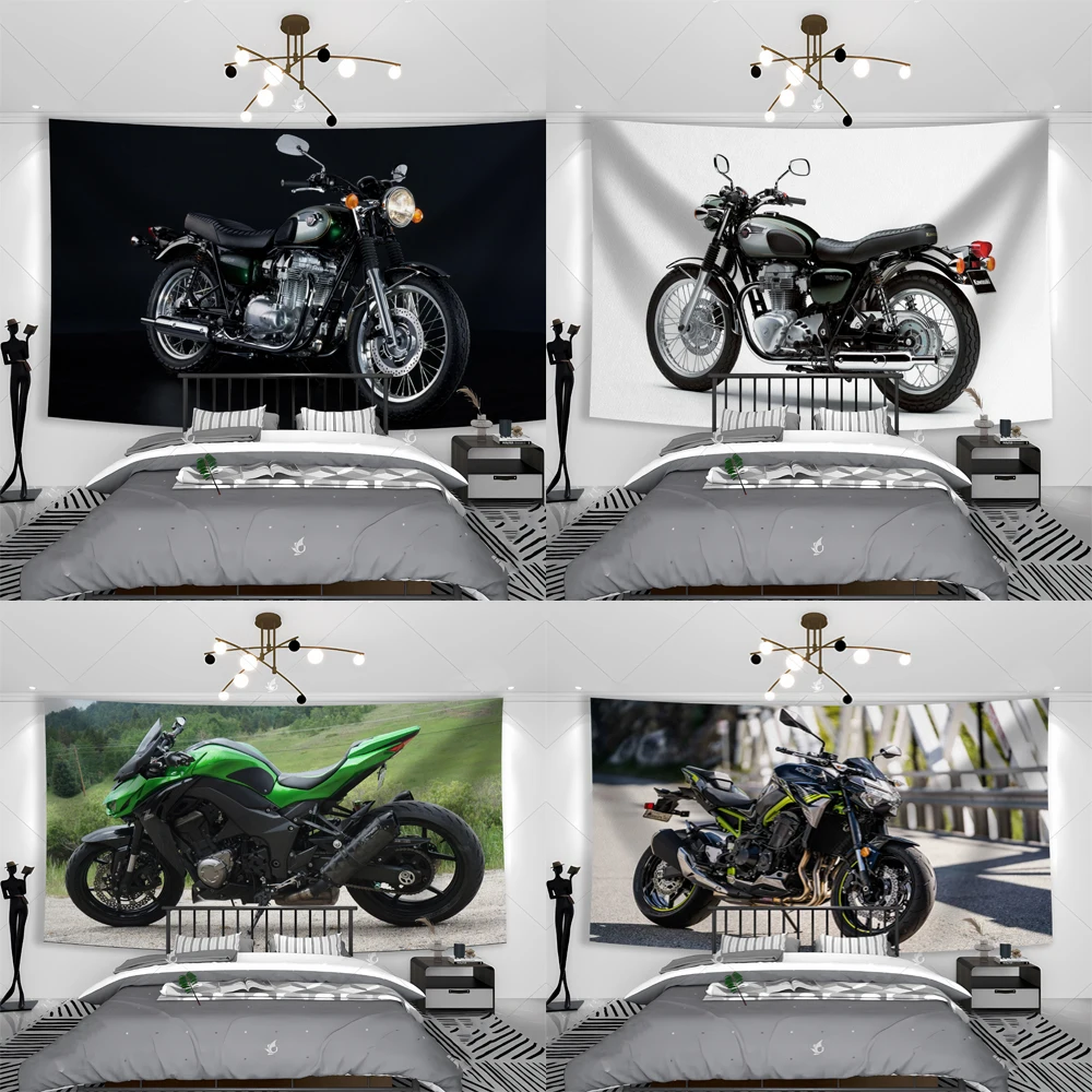 3x5Ft for Indoor Outdoor green Motorcycle tapestry Vivid Color and UV Fade Resistant Great for College Dorm,Room  Garage