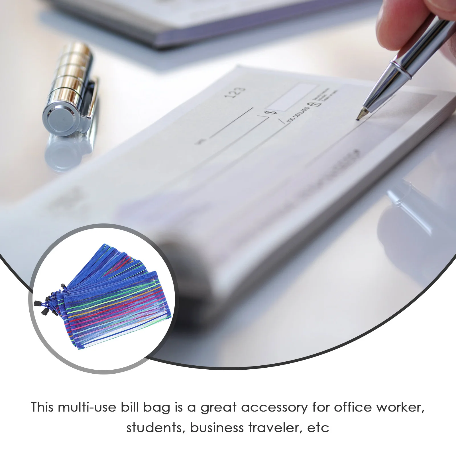 

6Pcs Money Bags Oxford Cloth Zipper Bill Pouches Portable Cash Receipt Organizer Travel Document Holder Multifunctional Storage