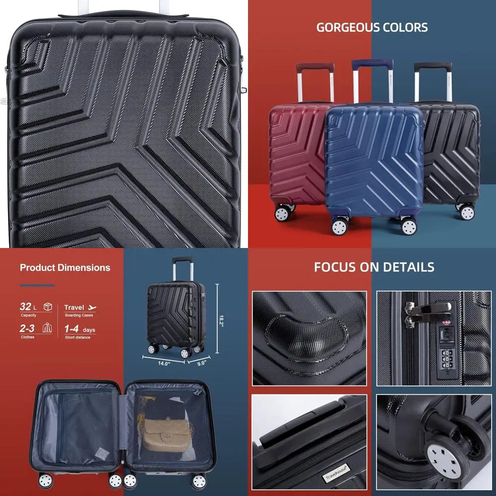 

16 Hardshell Carry-On Suitcase with 360° Spinners, TSA Lock, Airline Approved Compact Luggage