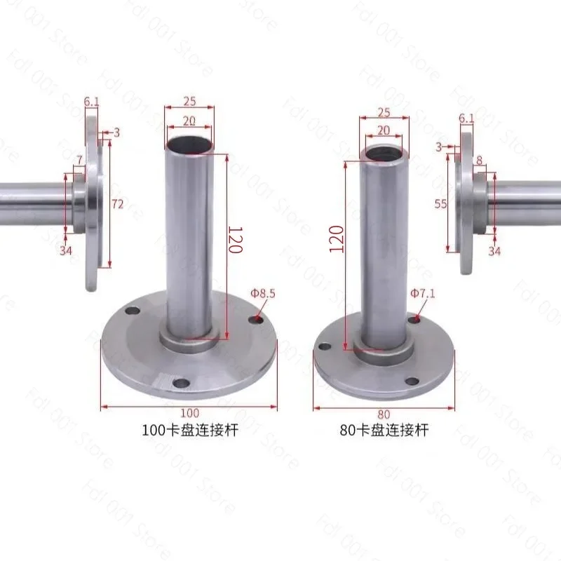 100mm Through Hole Chuck Connecting Rod Flange DIY Woodworking Lathe CNC Spindle Bead Making Machine Accessories