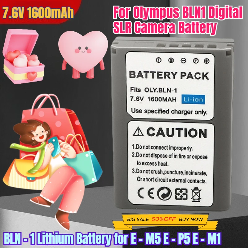 

7.6V 1600mAh Suitable for Olympus BLN1 Digital SLR Camera Battery BLN-1 Lithium Battery for E-M5 E-P5 E-M1