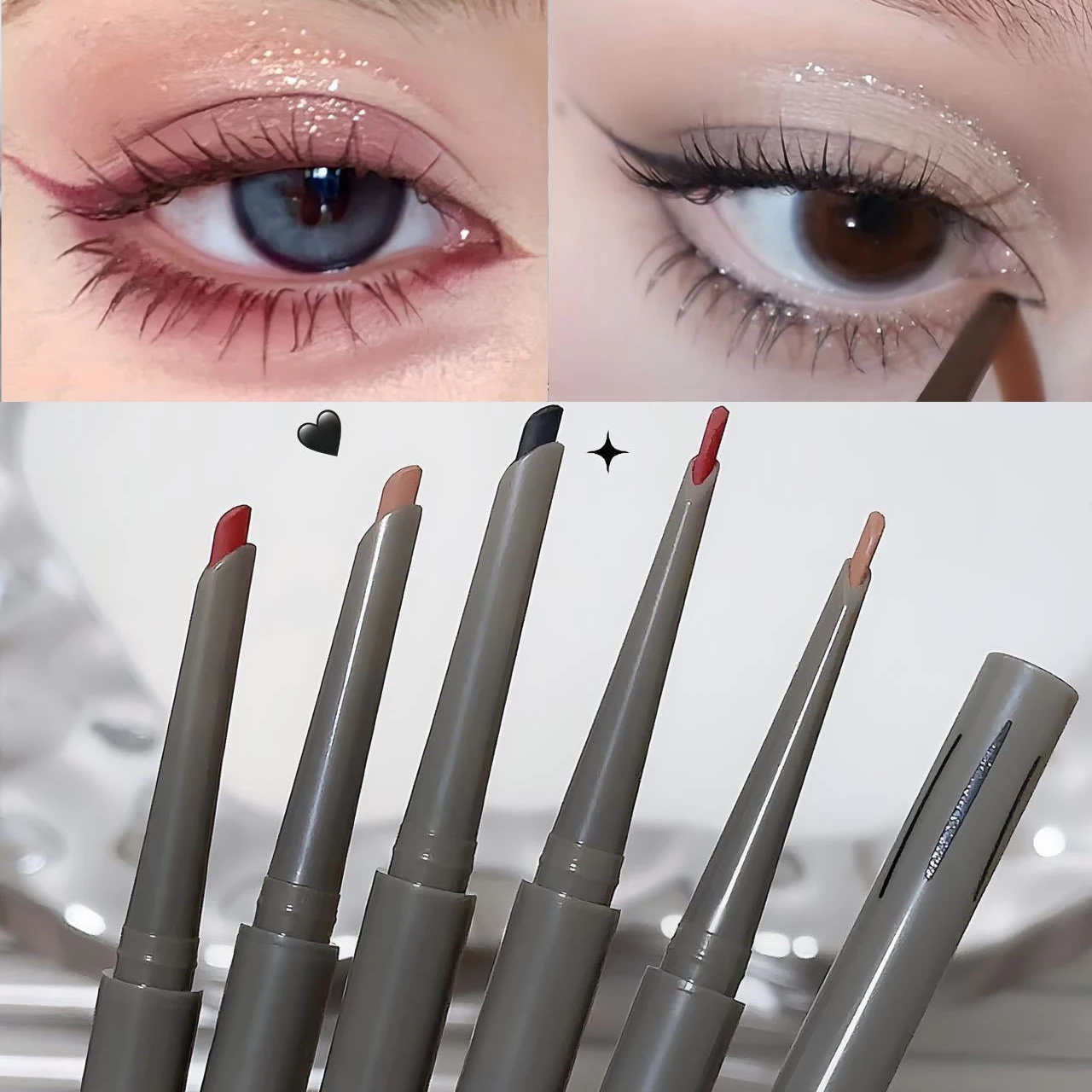 Delineador de olhos sedoso de longa duração, caneta delineadora natural fosca vinho tinto, fácil de colorir, à prova d'água, maquiagem para os olhos, cosméticos