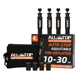 All-Top-Valve de dégonflage rapide 10-30 PSI, assujetde dégonflage à arrêt automatique réglable, 4 pièces