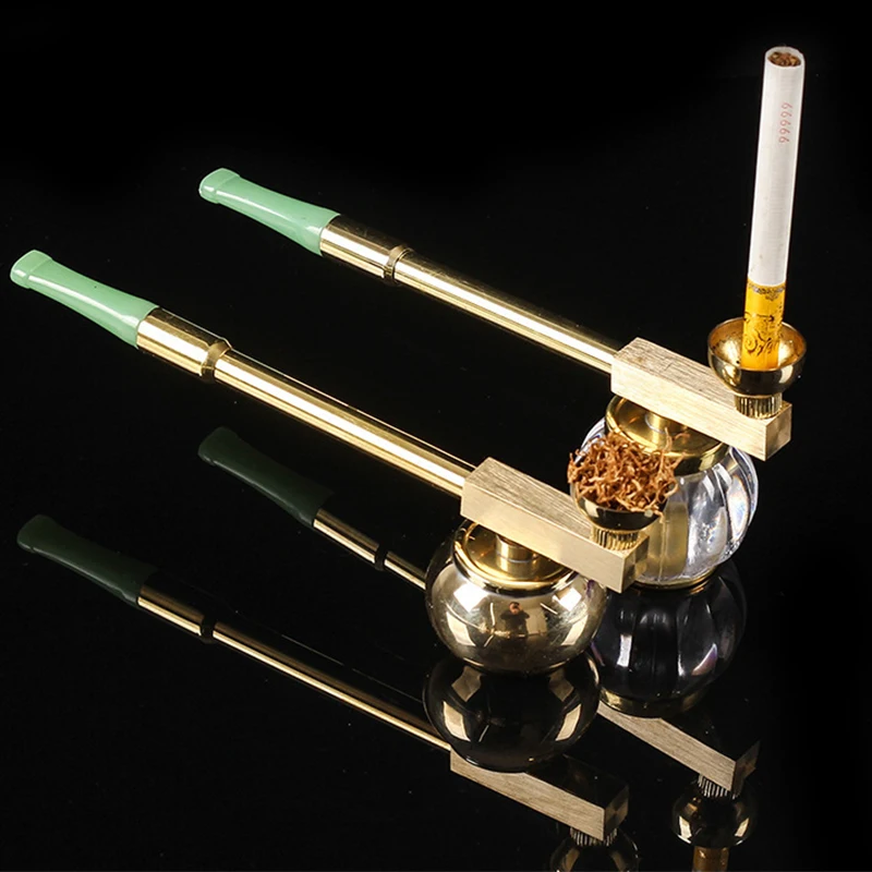Brass Hookah Dry Tobacco Bag Filter Cigarette Holder Retro Filter Smoking Pipe Long Rod Performance Prop Mouthpiece Cigar view 4