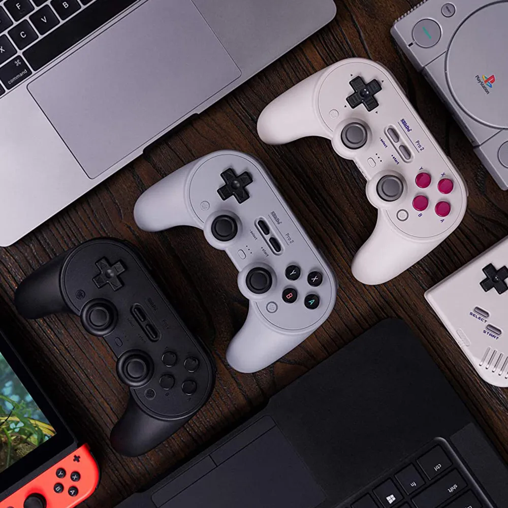 Original 8BitDo Pro 2 Controlador Bluetooth Gamepad com Joystick para Nintendo Switch, PC, macOS, Android, Baralho de vapor e Framboesa