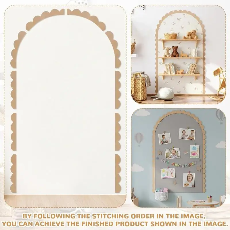Wood Wall Arch Decor DIY Unfinished Wooden Frame Scalloped Crafts Trim Accent Furniture Molding Kids Room Nursery Decals