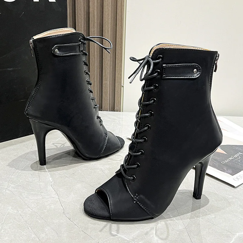 2024 New Women Sexy HIgh Heels Pumps Fashion Stilettos Jazz Dance Peep Toe Boots Street Latin Dance Shoes Plus Size 35-43 Summer