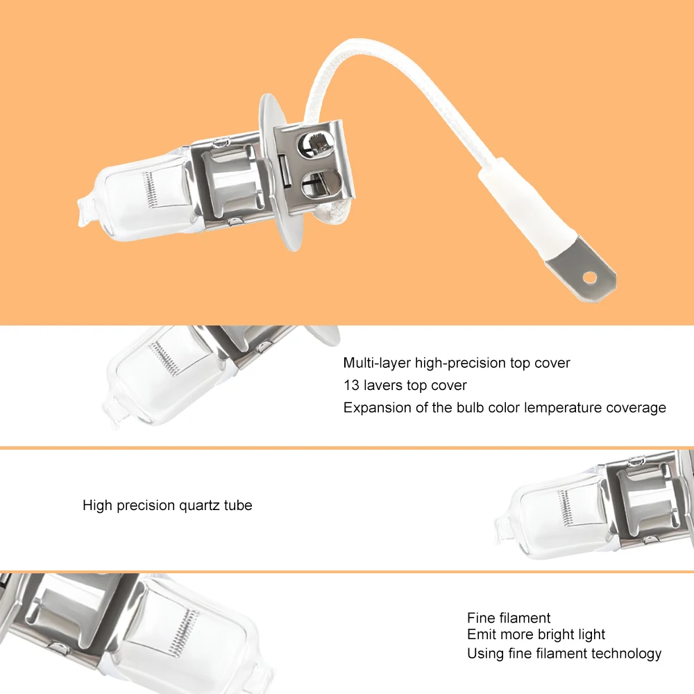 Bombillas halógenas H3 de 55W, faros Lightign cálidos de 12V y 4300K para faros delanteros de coche H3, 2 uds., accesorios para coche, bombilla H3