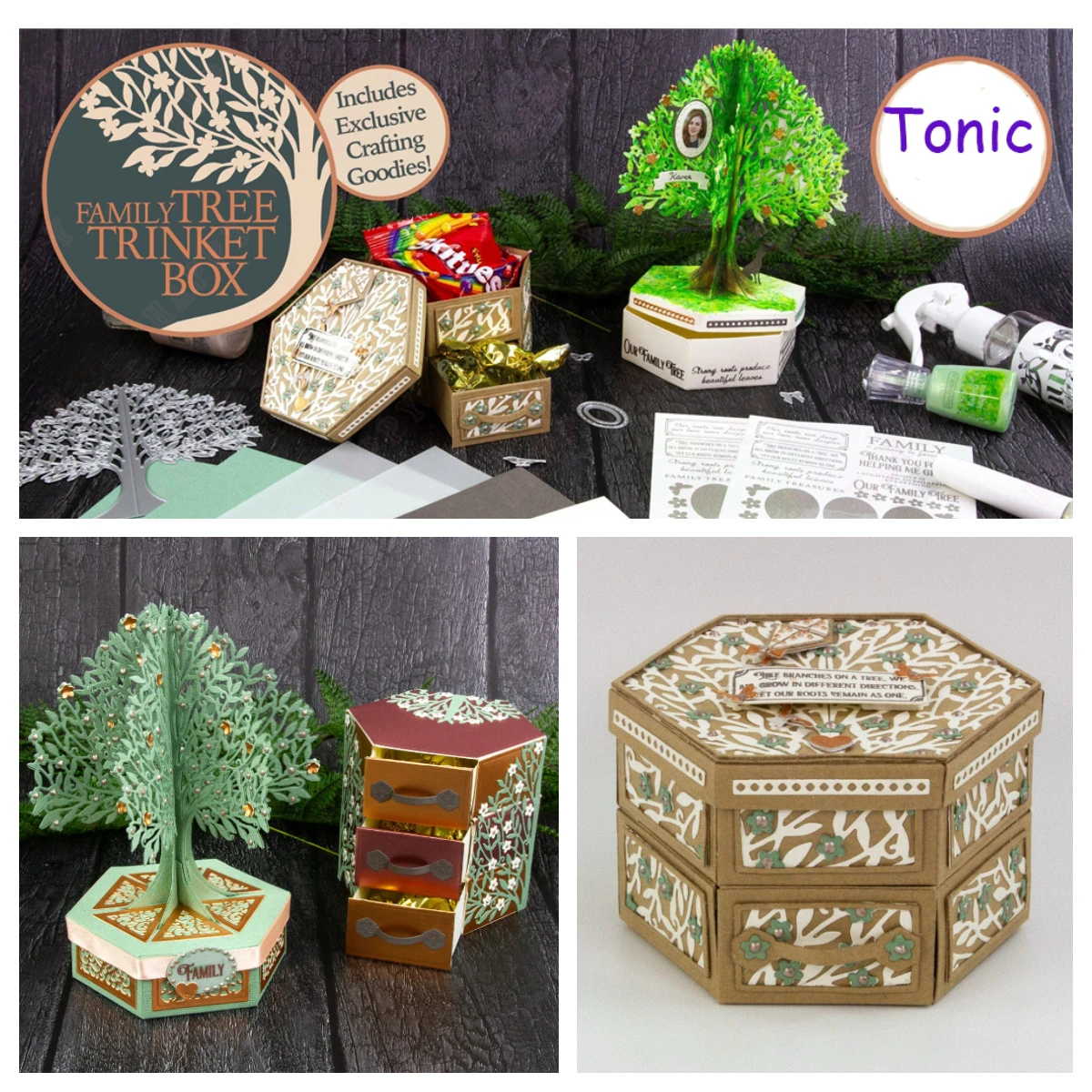 

Christmas Family Tree Trinket Box Metal Cutting Dies and Stamps for Scrapbooking DIY Decoration Craft Making Embossing New 2025