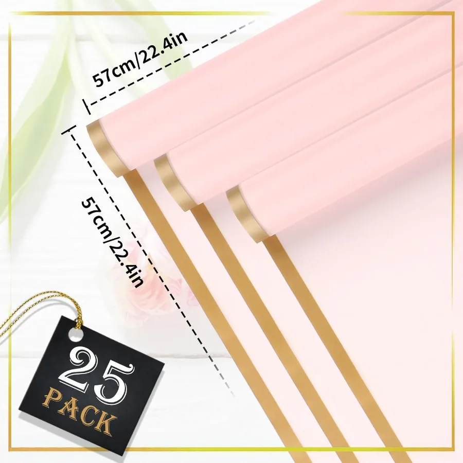 25 Sheets Flower Wrapping Paper Floral Bouquet Wrapping Paper Waterproof Korean Florist Supplies Packaging Paper for DIY Crafts