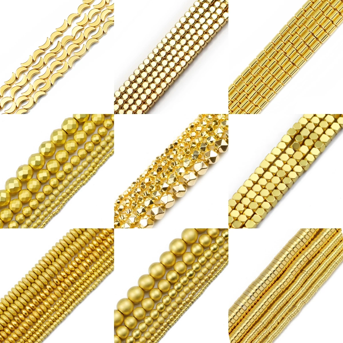 Natural 18k Gold Plated Hematite Stone Irregular Heart Star Round Spacer Loose Beads For Jewelry Making Diy Bracelets Necklaces