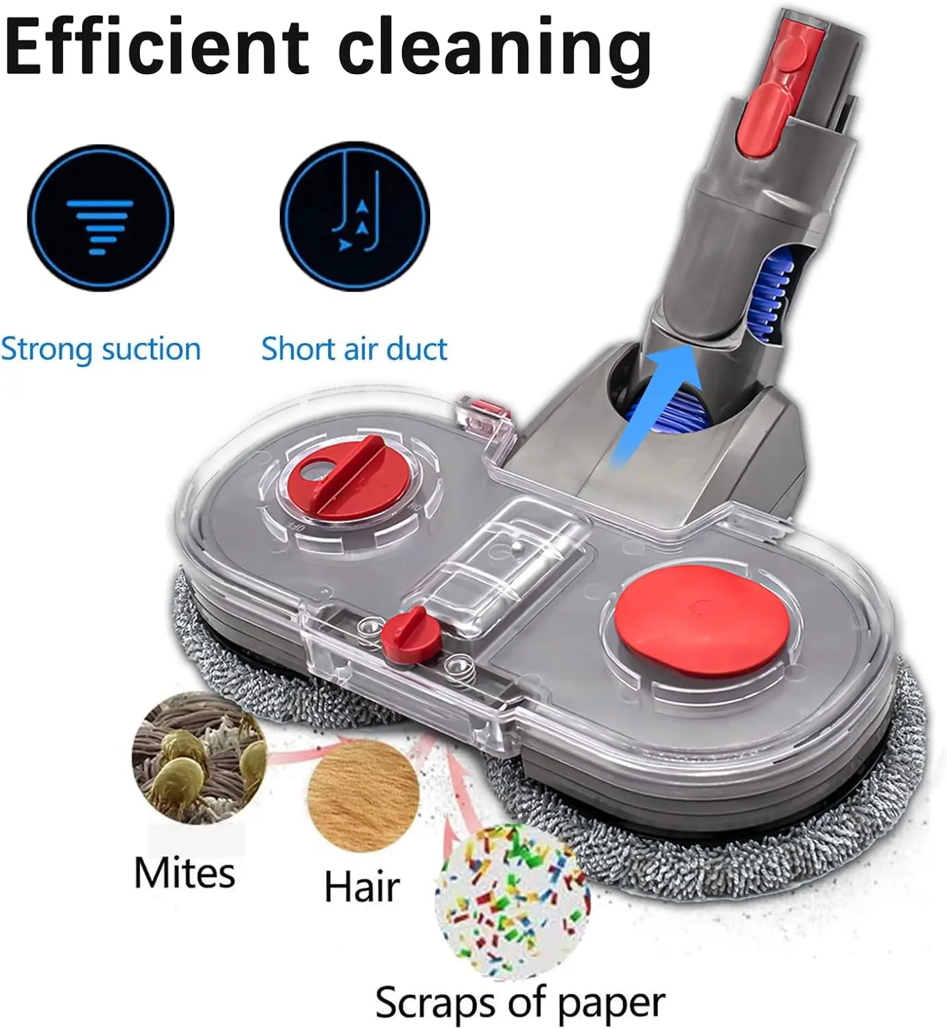 Fighter Electric Mop Head Attachment For Dyson V7 V8 V10 V11 V15 Wireless Vacuum Cleaner Wet-Dry Mop Cleaning Head Floor Brush