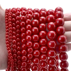 Red Coral Stone Beads Round Loose Spacer Beads for Jewelry Making DIY Charms Bracelet Necklace Accessories 4 6 8 10 12mm