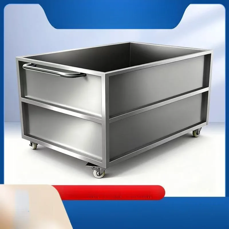 National standard 304 thickened stainless steel rectangular water tank trolley water storage square bucket thawing soaking