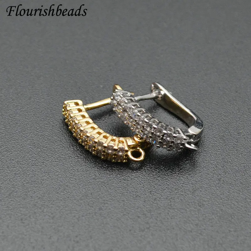 30pc Two Rows CZ Flat Square Gold Silver Gun Metal Color Earring Clasps