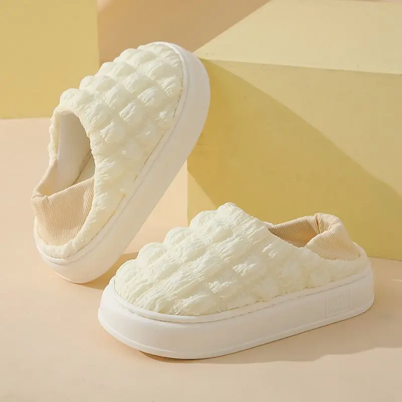 

Домашние хлопковые тапочки, женские тапочки на флисовой подкладке с мягкой подошвой, противоскользящие, для беременных, два в одном, корейский стиль, мода, осень-зима