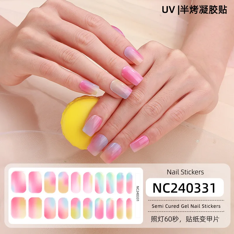 Neuankömmling 20 Streifen French Gradient Semi Cured Gel Nagelstreifen DIY Gelpoliermittel Aufkleber für Nägel Arbeiten mit UV/LED