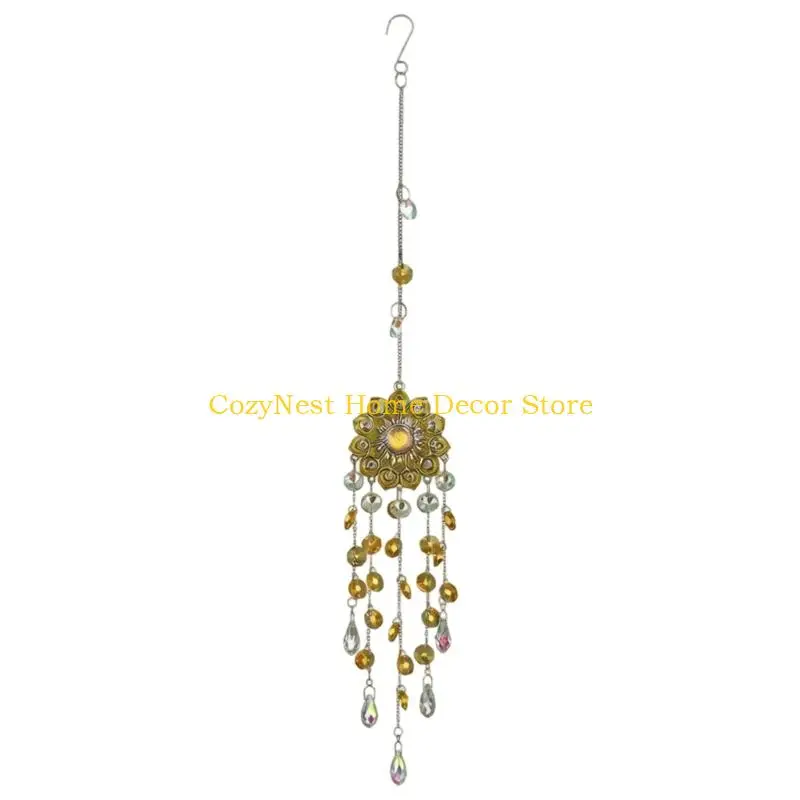 92MF Handcraft Mandalas Flower Suncatchers Wind Chimes with Crystals Hanging Decoration For Window And Room Decoration