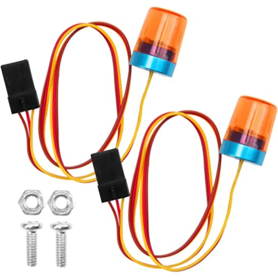 Multi-Function LED Flash Lights Alarm Lamp Flashing Rotating Beacon Light Compatible with 1/10 TRX4 SCX10 RC Crawler Car 1/14 T