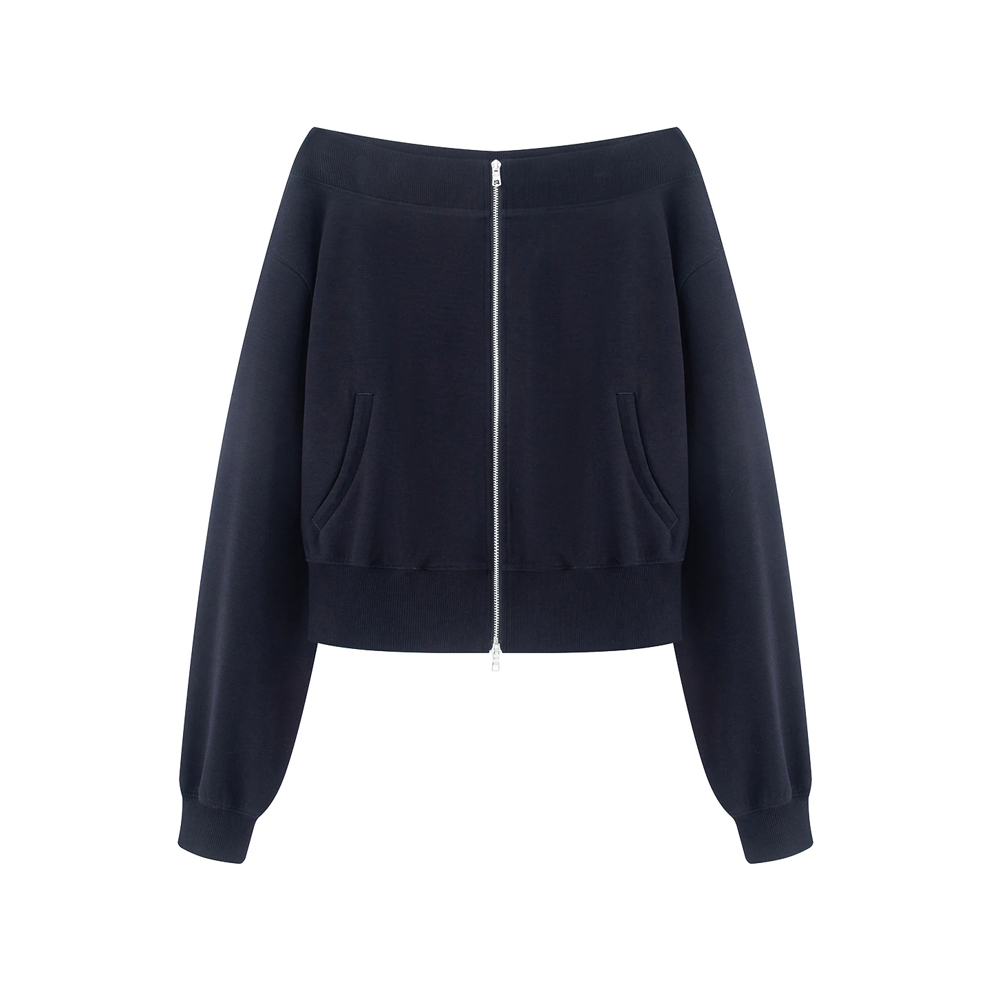 

Xiao Ai's 2026 Spring New Casual Zipper Design Double Head oulder Bared Sweatirt Sle Outdoor Women's ort Coat