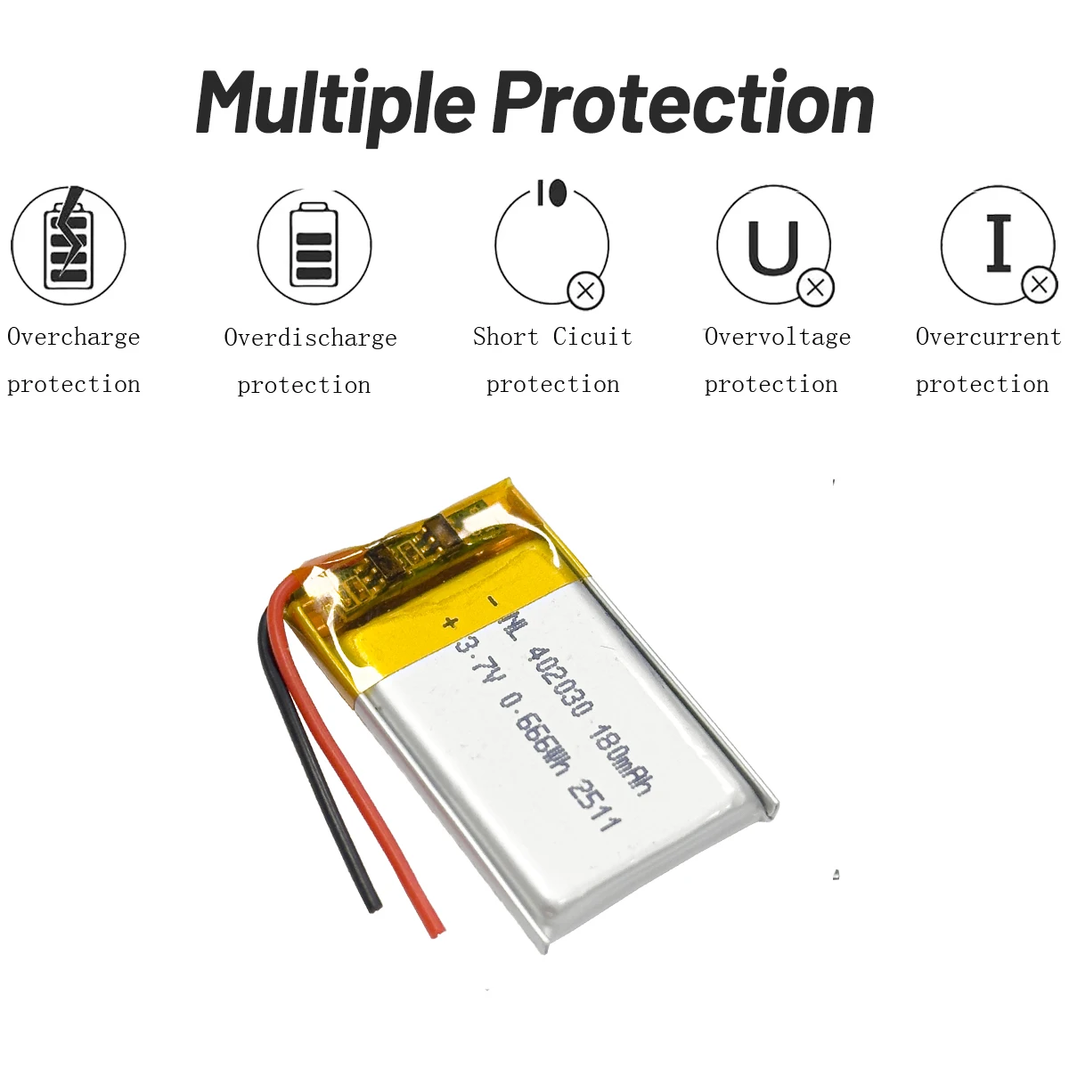 1-20pcs 3.7v 180mah Li-polymer Li Lithium Battery 402030 For GPS Bluetooth Speaker Headset Rechargeable